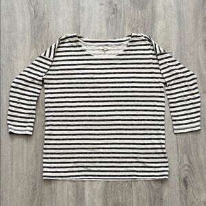 Madewell Black and White Striped Long Sleeve Top